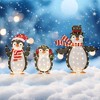 Tangkula Lighted Christmas Penguins Set of 3 Christmas Penguin Decorations w/ LED Lights - 3 of 4