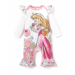 Disney Princess Ariel Cinderella Baby Girl Ruffled Sleeves Character Print Jumpsuit/Romper - 1 of 4