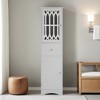 Slim Tall Bathroom Storage Cabinet with Adjustable Shelf, Drawer and 2 Doors, Freestanding Linen Tower - Leovsnove - 2 of 4