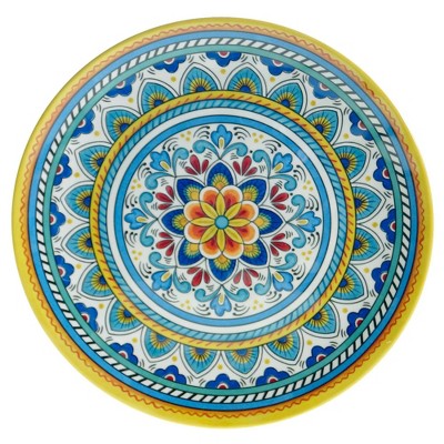 Portofino Bohemian Floral Melamine Dinner Plate Set, 6 Pieces