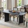 PexFix 67" x 33.5" Solid Wood Farmhouse Dining Table with V-Shaped Legs and Square Wood Top for Modern Dining Rooms & Family Gatherings Black - 3 of 4