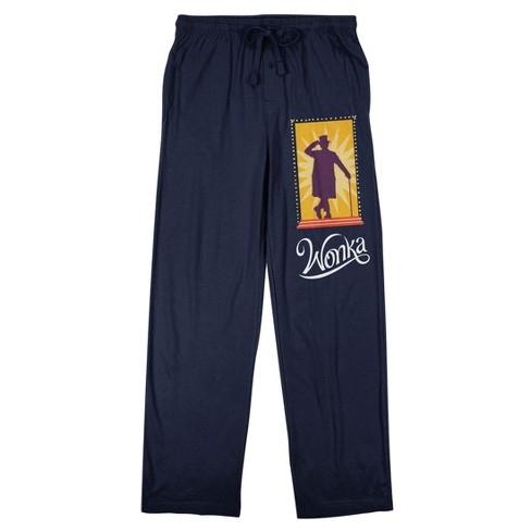 Wonka (2023) Willy Character and Title Logo Women's Black Graphic  Drawstring Sleep Pants -Small