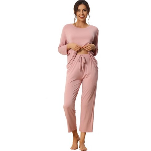 Cheibear Women's Long Sleeve Pajama Set Sleepwear Soft Modal Round Neck  Shirt And Long Pants Nightwear : Target
