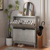 Vynxaria Shoe Cabinet with 2 Flip Drawers, Fluted Shoe Storage Cabinet for Entryway, Free Standing Shoe Storage Organizer,gray - 2 of 4