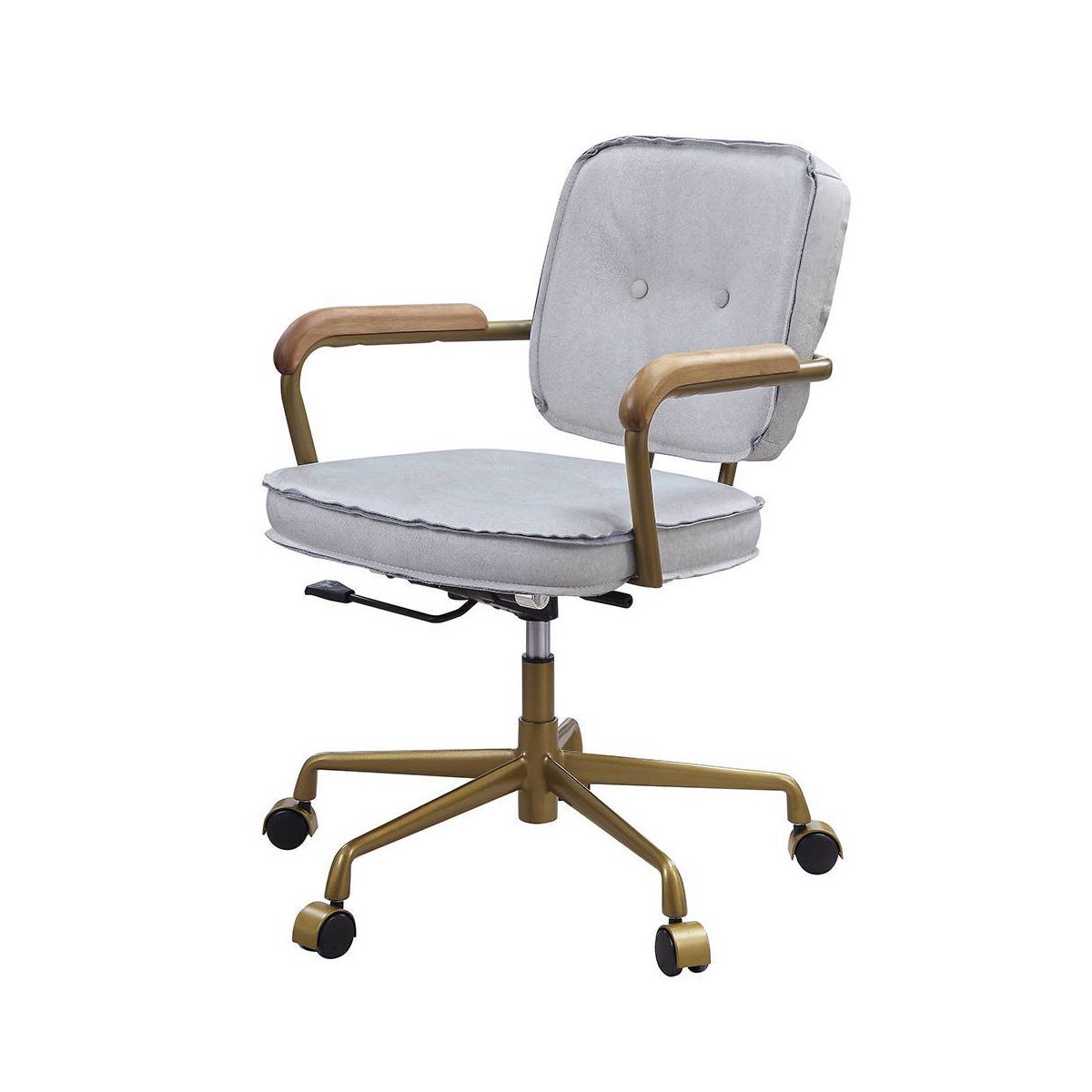 25" Siecross Grain Leather Reclining Accent Chair Vintage White - Acme Furniture: Swivel, Casters/Wheels