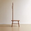 Vynxaria Walnut Color Solid Wood Shoe Stool with Cloth Hanger - Mid-Century Modern Storage Bench - 4 of 4