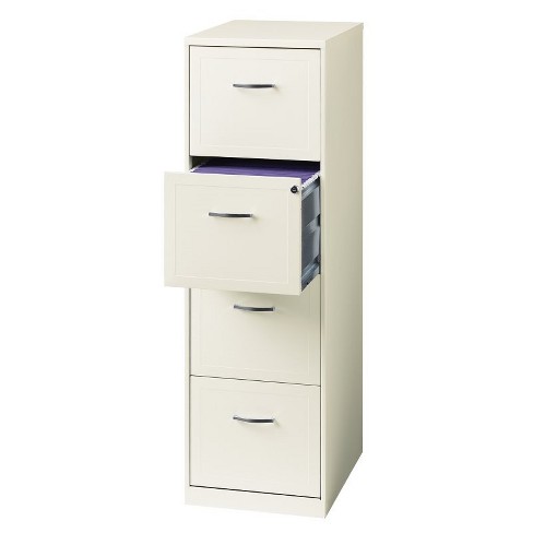 18 Deep 4 Drawer Vertical File Cabinet In Pearl White Scranton