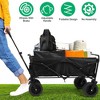 LakeForest "200L Collapsible Folding Wagon Cart, 440lbs Capacity, All-Terrain Wheels, Drink Holders, Adjustable Handle" Black - 3 of 4