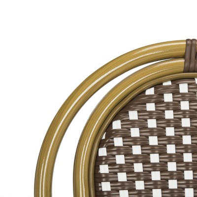 Côte d'Azur Inspired Brown & White Wicker Bistro Arm Chair