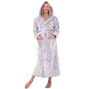 ADR Plush Fleece Robe for Women, Long Hooded Bathrobe with Hood, Plus Size - 1 of 3
