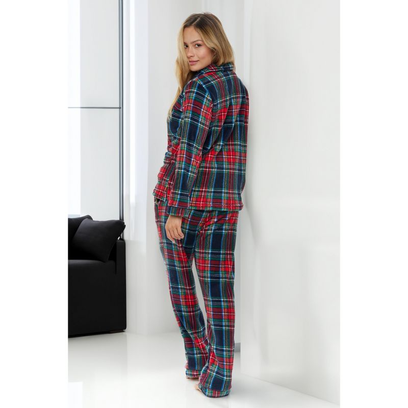 ADR Women's Soft Warm Fleece Pajamas Lounge Set, Long Sleeve Top and Pants, PJ, 4 of 8