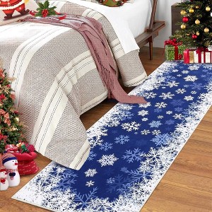 Christmas Area Rug Xmas Snowflake Accent Rug Holiday Decorative Soft Carpet - 1 of 4