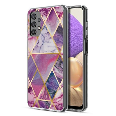 MyBat Fusion Protector Cover Case Compatible With Samsung Galaxy A32 5G - Electroplated Purple Marbling