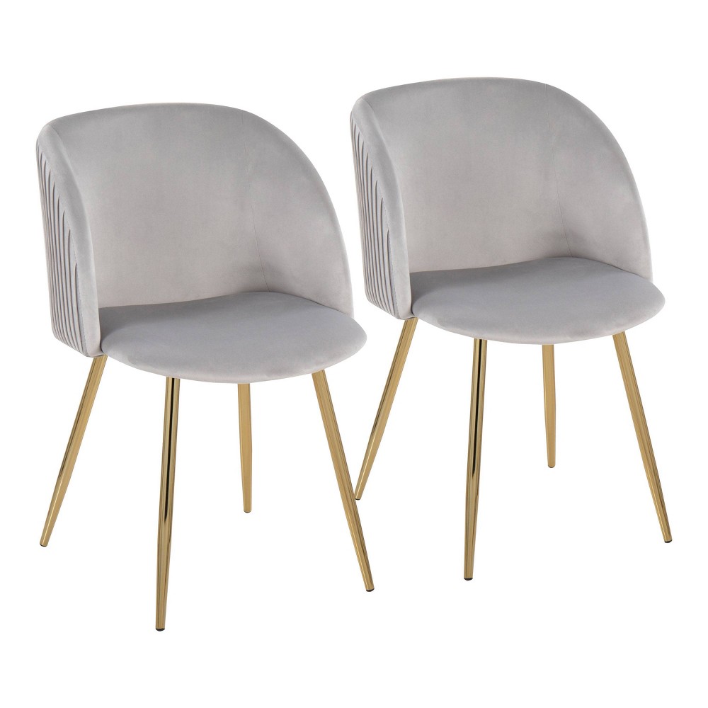 Photos - Chair Set of 2 Fran Pleated Dining  Silver/Gold - Lumisource