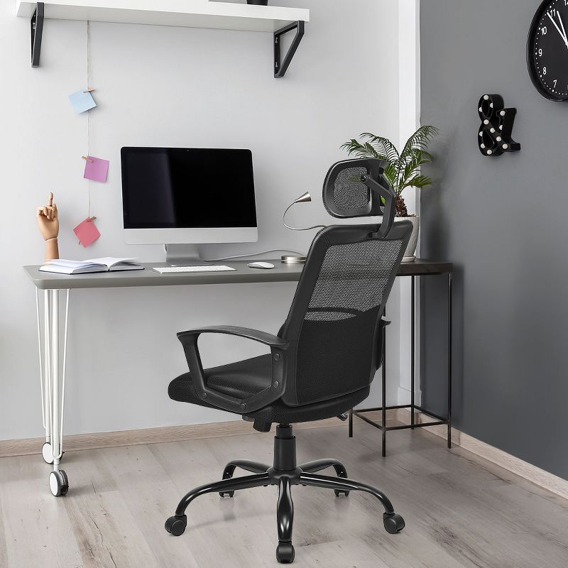 Costway Mesh Office Chair High Back Ergonomic Swivel Chair w/ Lumbar Support & Headrest, 2 of 10