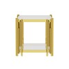 Dolonm Modern Stainless Steel & Glass End Table - 19.69" Square Gold Side Table with 8mm Tempered Glass Shelves - 2 of 4