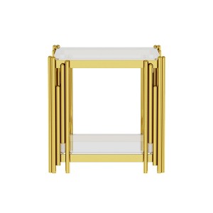 Dolonm Stainless Steel Round Glass End Table，Side Table - 1 of 4