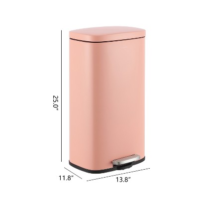 Flamingo Pink Stainless Steel Step-On Trash Can, 8 Gallons
