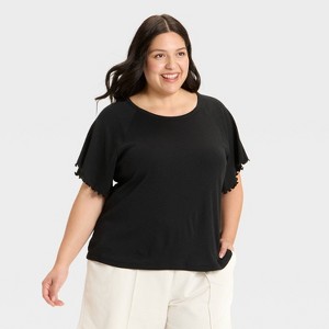 Women's Flutter Short Sleeve Knit T-Shirt - Ava & Viv™ - 1 of 3