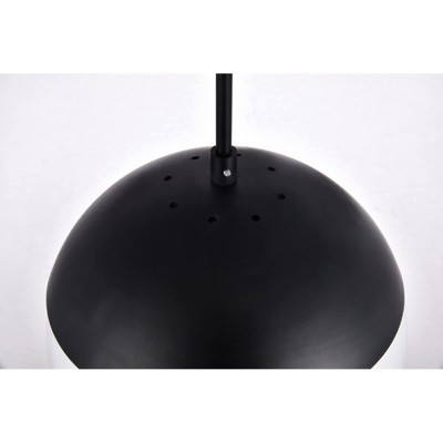 Modern Black Pendant Light with Frosted White Glass Globe Shade