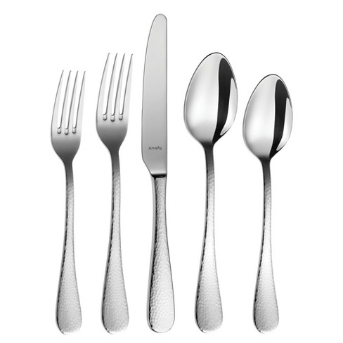 Amefa Sierra 20-Piece Hammered 18/10 Stainless Steel Flatware Set, High Gloss Mirror Finish, Silverware Set Service for 4, Rust Resistant Cutlery - image 1 of 4