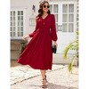 A-Line Dress for Women Fall 2025 Flounce V Neck Pleated Dress Lantern Sleeve Formal Dresses Church Dress - 2 of 4