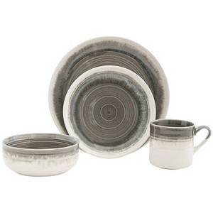 Baum Bros. 16pc Stoneware Splashed Dinnerware Ser Gray - 1 of 4