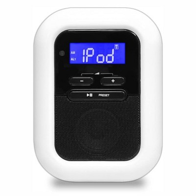 Pyle Premium Digital Alarm Dock Clock FM Radio with Adjustable Brightness Levels and LED Nightlight Compatible with Apple Products, White (2 Pack)