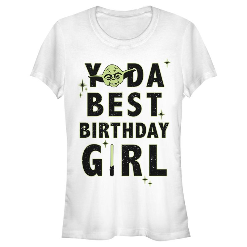 Juniors Womens Star Wars Yoda Best Birthday Girl T-Shirt, 1 of 4