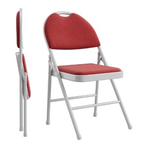 2/4/6 Pack Folding Chairs, Linen Padded Foldable Chair Set, Heavy Duty Metal Folding Chair with Soft Cushion and Back - 1 of 4
