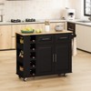 FONTOI Kitchen Island with Rack&Foldable Table, Kitchen Table with Spice Rack&Towel Holder Wine for Home, Black, 16.93"*35.83"*46.46" - 2 of 4