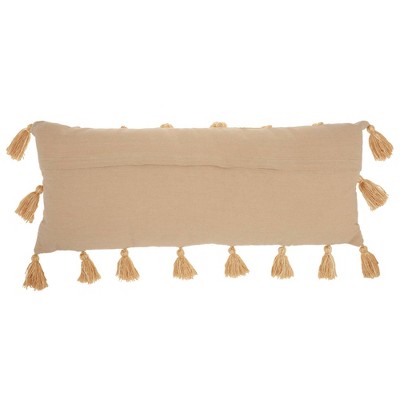 Mustard Yellow Textured Lumbar Pillow with Tassels 13" x 33"