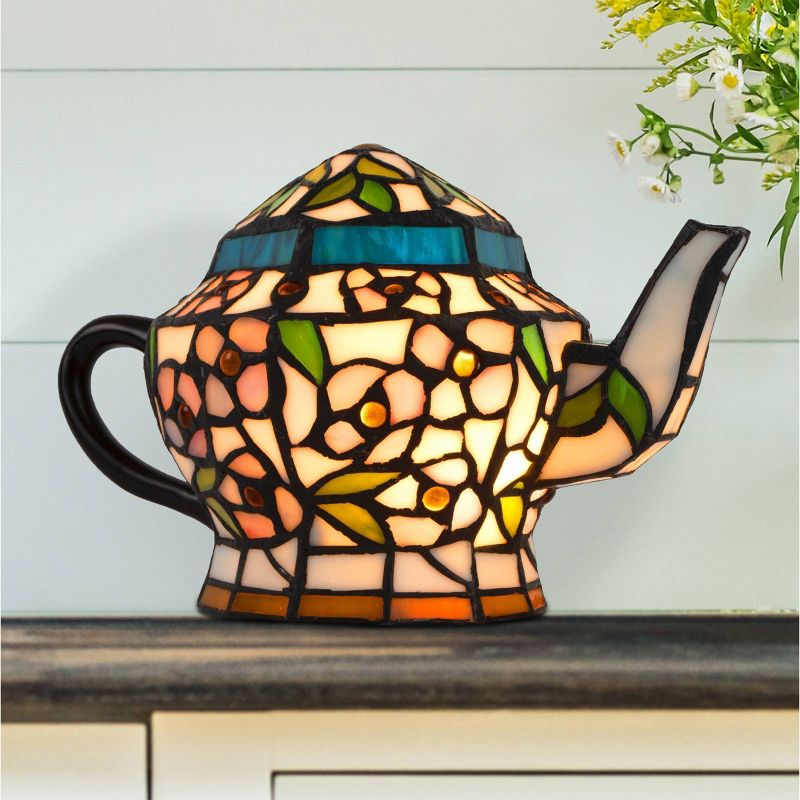Teapot Lamp-Tiffany Style Stained Glass Light (Includes LED Light Bulb), 2 of 7