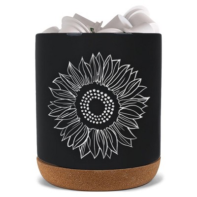 Elanze Designs Sunflower Black X-Large Cork Bottom, Kitchen Counter, Ceramic Stoneware, Coffee, Tea and Hot Chocolate, Machine Brewing, K Capsule Pod