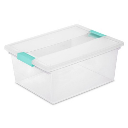 Sterilite Clip Box, Stackable Storage Bin with Latching Lid, Plastic Container to Organize Office, Crafts, Home, Clear Base and Lid - image 1 of 4