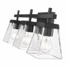 Lauren 3-Light Vanity Wall Light - Modern Steel Design with Clear Glass Shades - 2 of 4