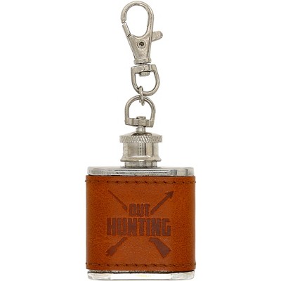 Pavilion Gift Company - Out Hunting - PU Leather & Stainless Steel 1 oz Mini Flask - Portable Drinkware