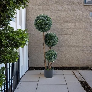 Nasitip 45Inch Artificial Topiary Tree, Triple Ball Fake Boxwood Plants,Milan Grass Ball Topiary Trees,1PACK - 1 of 4