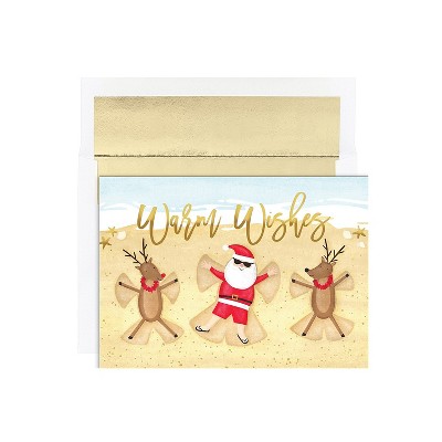 JAM PAPER Christmas Cards & Matching Envelopes Set 7 6/7" x 5 5/8" Beach Angels 18/Pack (526941100) 
