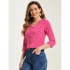 INSPIRE CHIC Women's Polka Dots 3/4 Sleeve Casual Button Front Shirt - 2 of 4