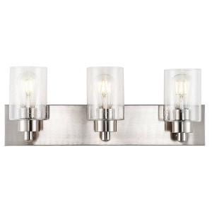 22" LED 3-Light Irving Seeded Glass/Iron Contemporary Wall Sconce Nickel - JONATHAN Y - 1 of 4