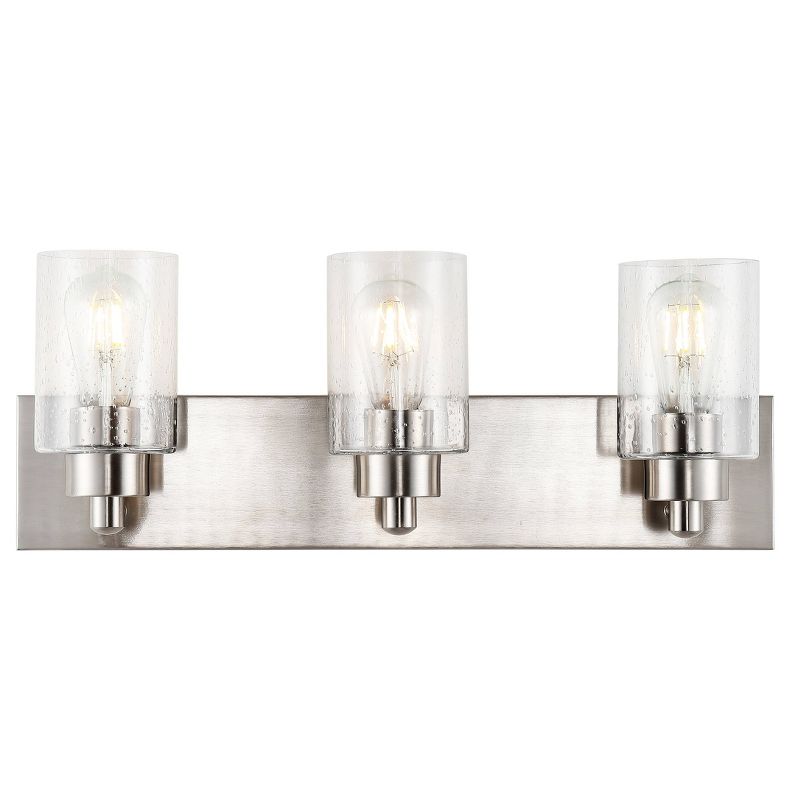 22&#34; LED 3-Light Irving Seeded Glass/Iron Contemporary Wall Sconce Nickel - JONATHAN Y, 1 of 7