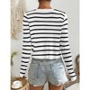 Coolmee Women's Tie Front Cardigan Long Sleeve Rib Knit Shrug Sweaters Crop Tops - 2 of 4