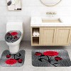 LunaLulinlk 4 Pcs Bathroom Shower Curtain Set Red Rose Shower Curtain - 4 of 4