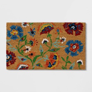 1'6"x2'6" Delia Floral Tufted Outdoor Coir Doormat Natural - Threshold™ - 1 of 4