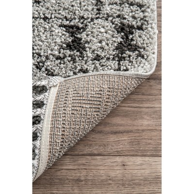 Gray Synthetic Shag Reversible Square Rug, 4' x 4'
