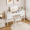 47” Makeup Vanity Desk with Flip Top LED Mirror, 3-Color Lighting, 5 Drawers & Chair, Vanity Table Set for Bedroom - 3 of 4