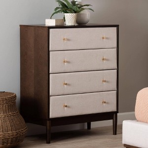 Baxton Studio Nikolai Fabric and Wood 4 Drawer Chest Beige/Wenge Brown - 1 of 4