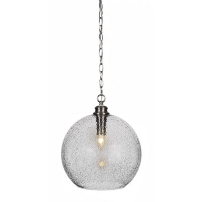 Toltec Lighting Kimbro 1 - Light Pendant in  Brushed Nickel with 13.75" Smoke Bubble Shade