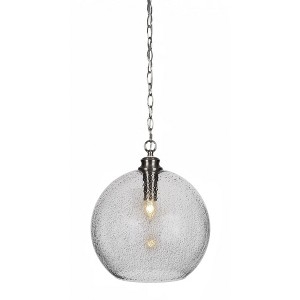 Toltec Lighting Kimbro 1 - Light Pendant in  Brushed Nickel with 13.75" Smoke Bubble Shade - 1 of 1